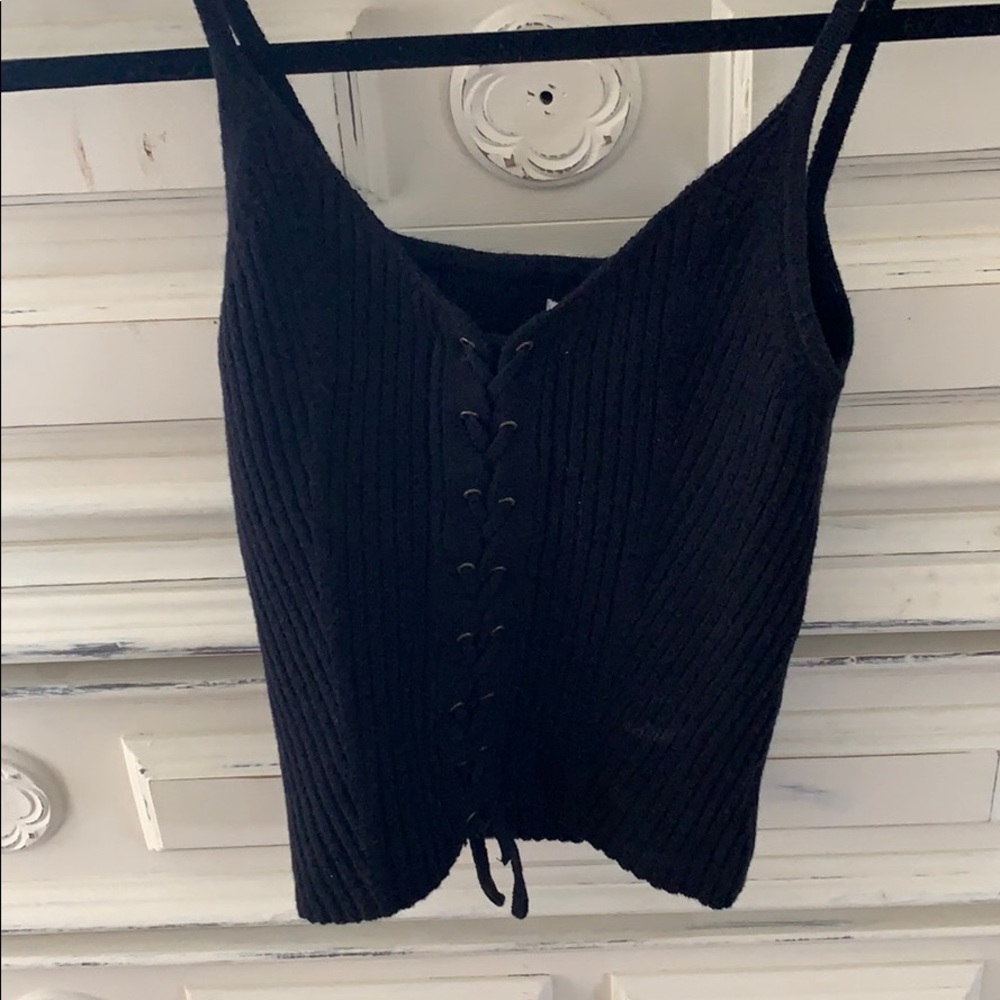 Navy Blue/Black tank top.